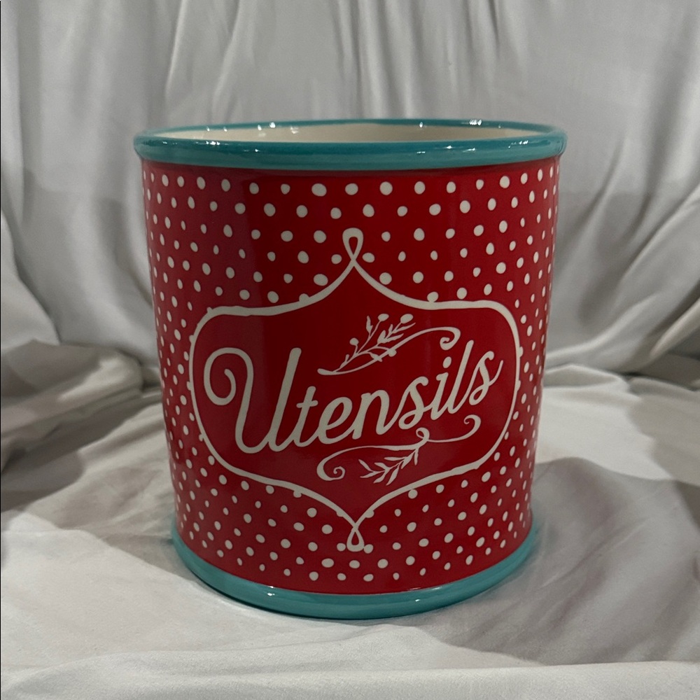 Red and Teal The Pioneer Woman Utensil Holder